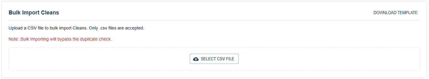 Bulk import page