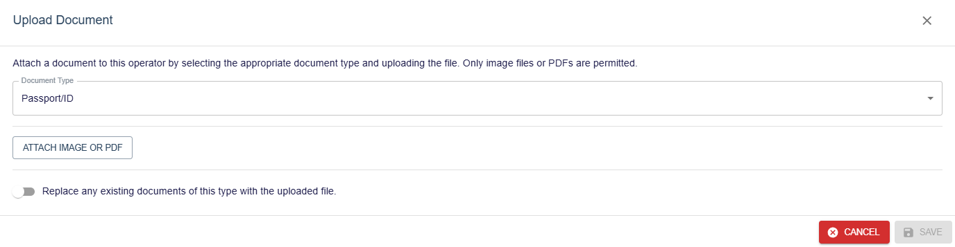 Upload dialog