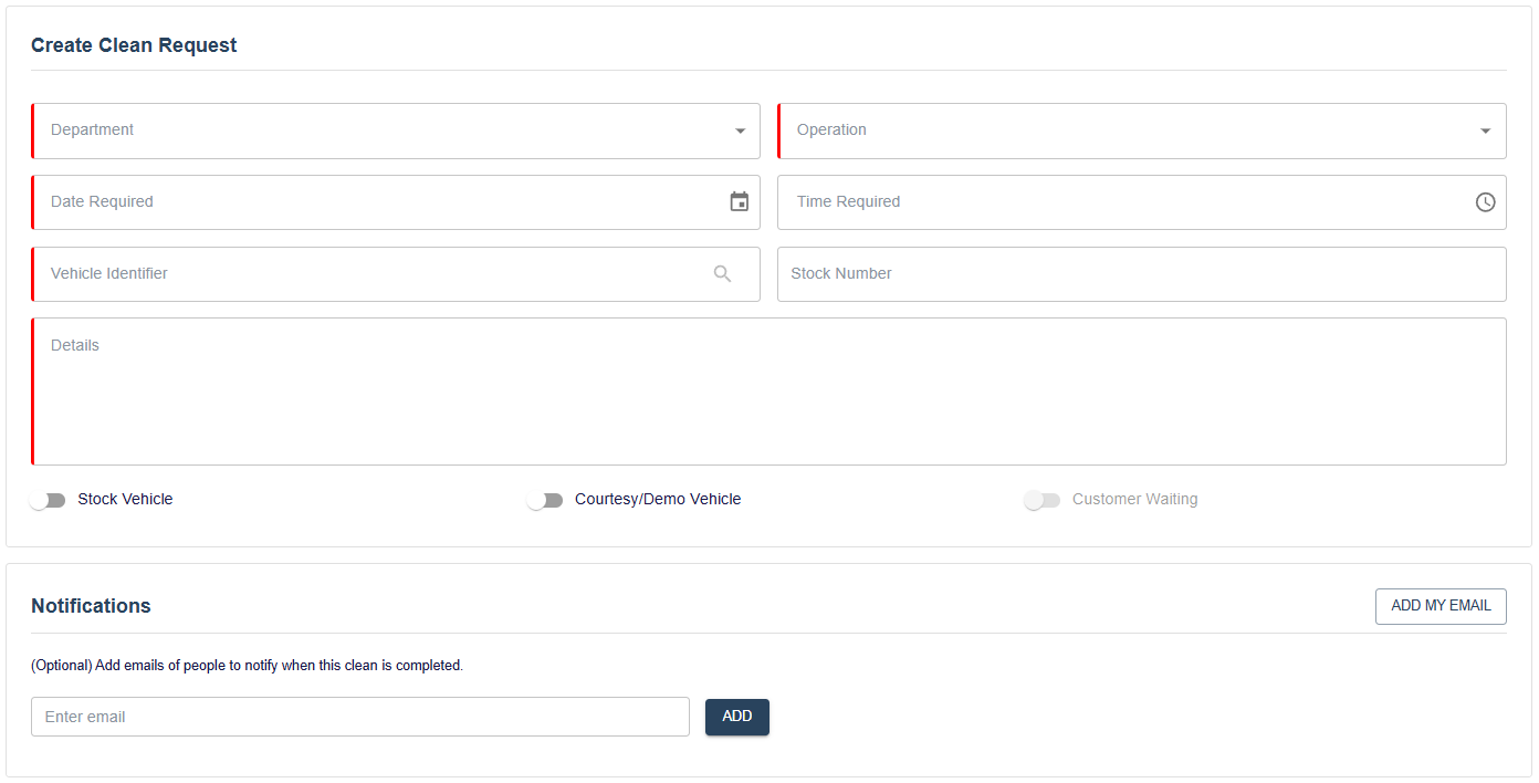Create clean request