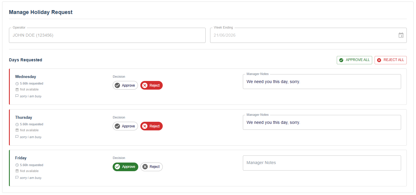 Manage page